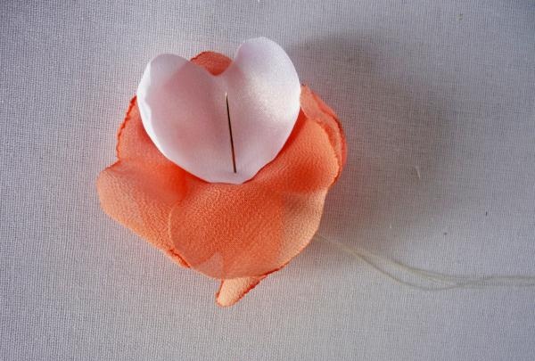 assembling a rose from fabric