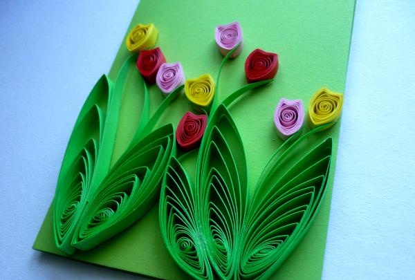 بطاقة مع زهور التوليب