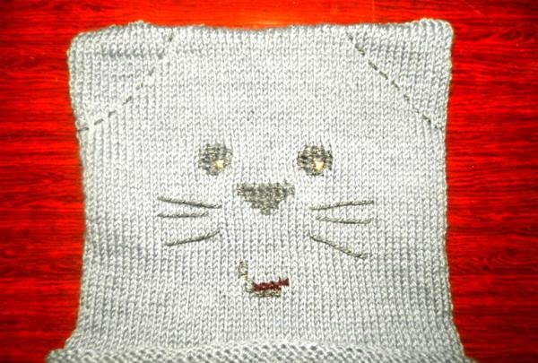 Knitted baby hat Cat
