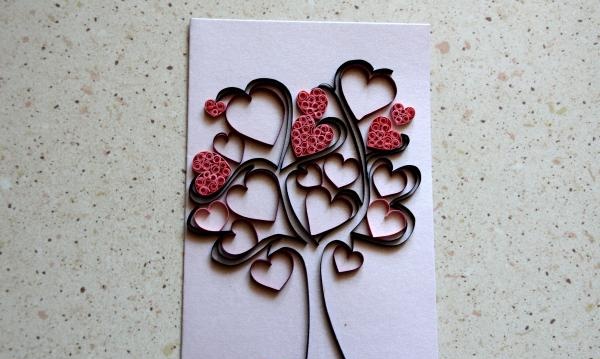 Quilling postcard Tree of Love