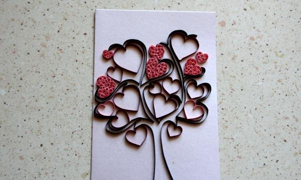 Quilling kartpostal Aşk Ağacı