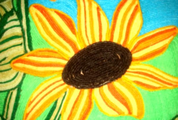 Painting Sunflowers technique nitkografiya