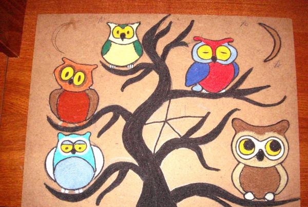 Owl painting gamit ang nitcography technique