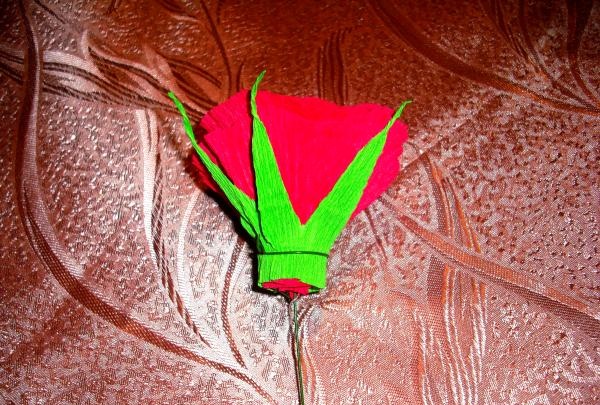 Svieža ruža vyrobená z vlnitého papiera