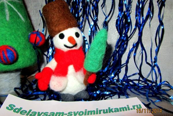 Felted wool snowman