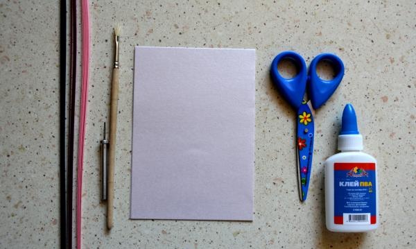 Cartão postal quilling Árvore do Amor