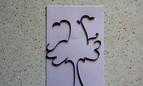 Postal quilling Árbol del Amor