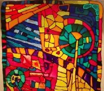 Glass painting - imitasyon ng stained glass.