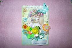Cartão de Páscoa com decorações artesanais