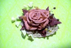 Hair clip in boho style rose made of foamiran