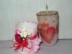 Candle for Valentine's Day with decor