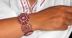 Bracelet en feutre et fil de style ethno