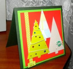 New Year card na may Christmas tree