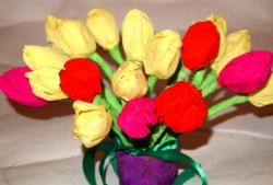 Bouquet of tulips made of corrugated paper