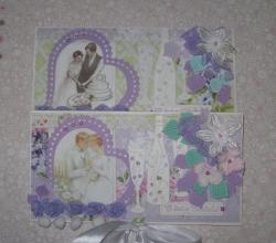 Ręcznie robione koperty ślubne w kolorze liliowym