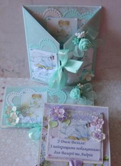 Wedding gift set: folding card and money envelope
