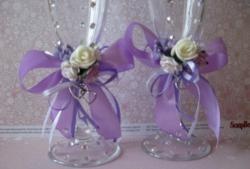 Glasses for a wedding in lilac color with your own