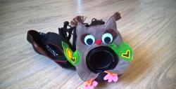 Pelėdų fotografas – žaislas su fotoaparato objektyvu