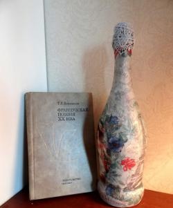 "Percintaan Perancis" - decoupage botol champagne