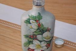 Decoupage glass bottle