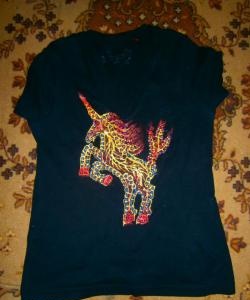 We decorate clothes with the image of a horse