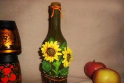 Ozdoba na butelkę „Złote słoneczniki”