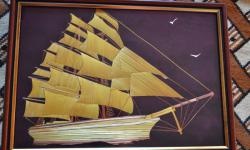 Mga pintura na gawa sa dayami - "Sailing trip"