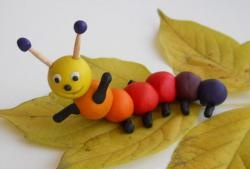 Rainbow caterpillar made of plasticine