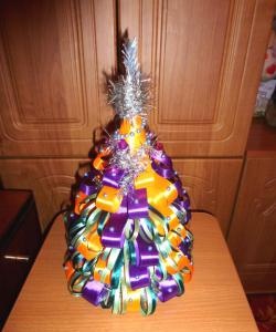 Christmas tree made of satin ribbons