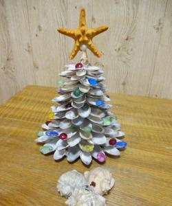 Christmas tree made of shells