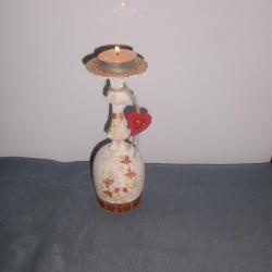 Candlestick made from a wine glass