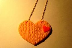 Knitted heart pendant