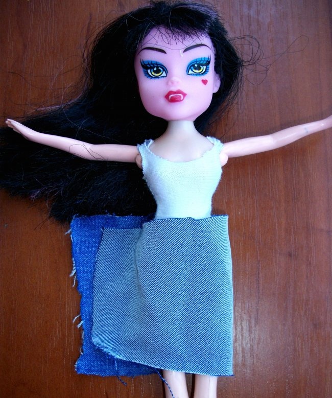 Clothes for a doll made from old jeans