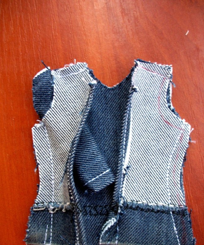 Clothes for a doll made from old jeans