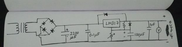 Enkel strømforsyning med justerbar spænding