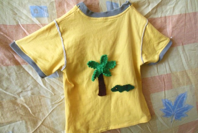 Virkad tropisk applikation för sommar-t-shirt