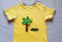 “Aplique tropical” para una camiseta de crochet de verano