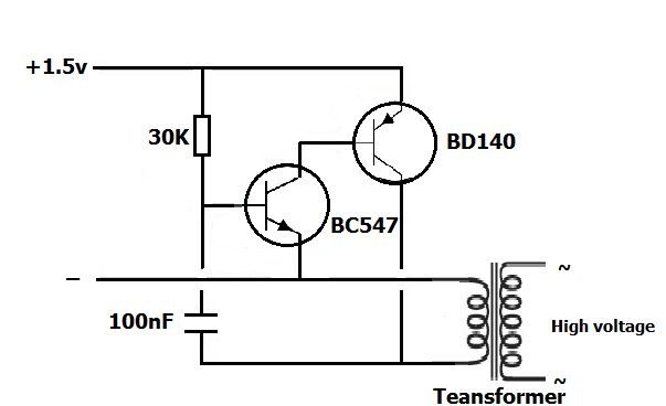 En basit invertör 1,5 V - 220 V