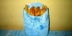 French fries in a paper envelope