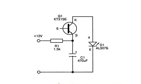 Једноставан флешер на једном транзистору