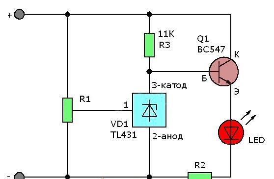 Simple indicator of Li-ion battery discharge