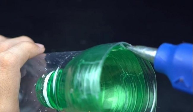 Angeln mit einer Plastikflasche