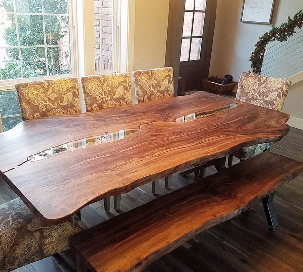 Solid board table and bench