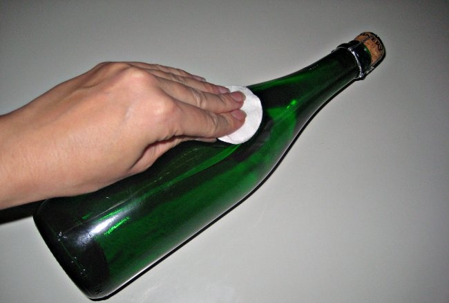 Naujųjų metų dekupažo šampano butelis