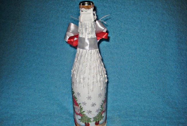 Ampolla de xampany decoupage d'Any Nou