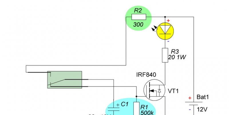 Un simple circuit de rétroéclairage avec une minuterie