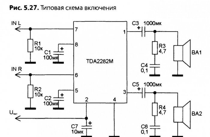 Simple amplifier on TDA2822