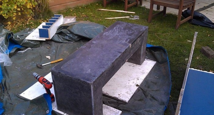 Concrete bench for the garden