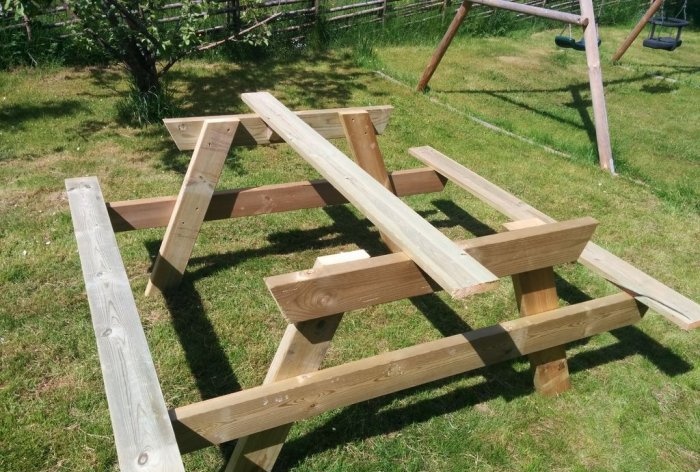 Απλό τραπέζι με παγκάκια για κήπο