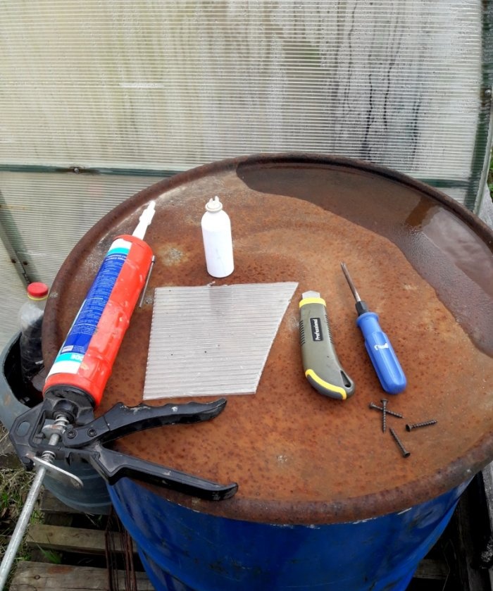 How to patch a hole in a polycarbonate greenhouse